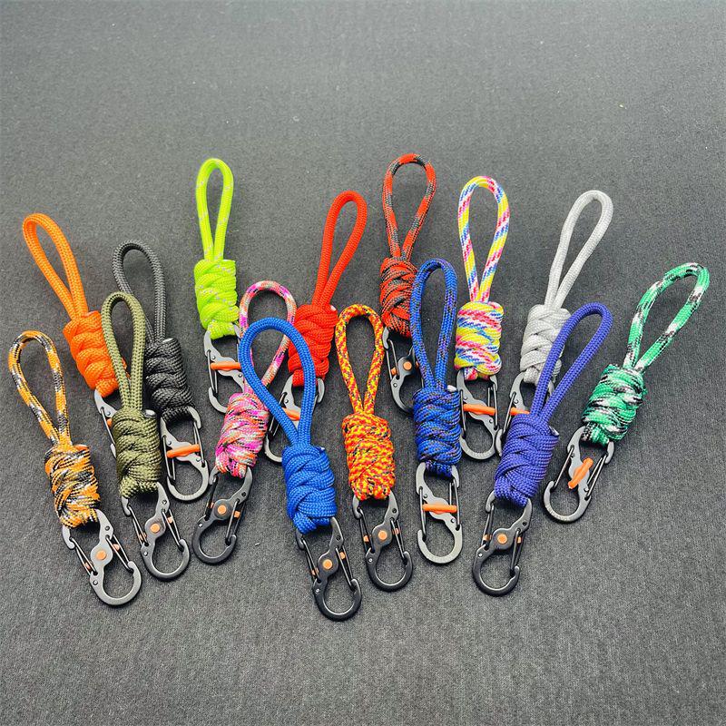 10cm Anti-Theft Paracord Keyring with Locking Figure-8 Buckle, Portable Outdoor Lanyard Hook.