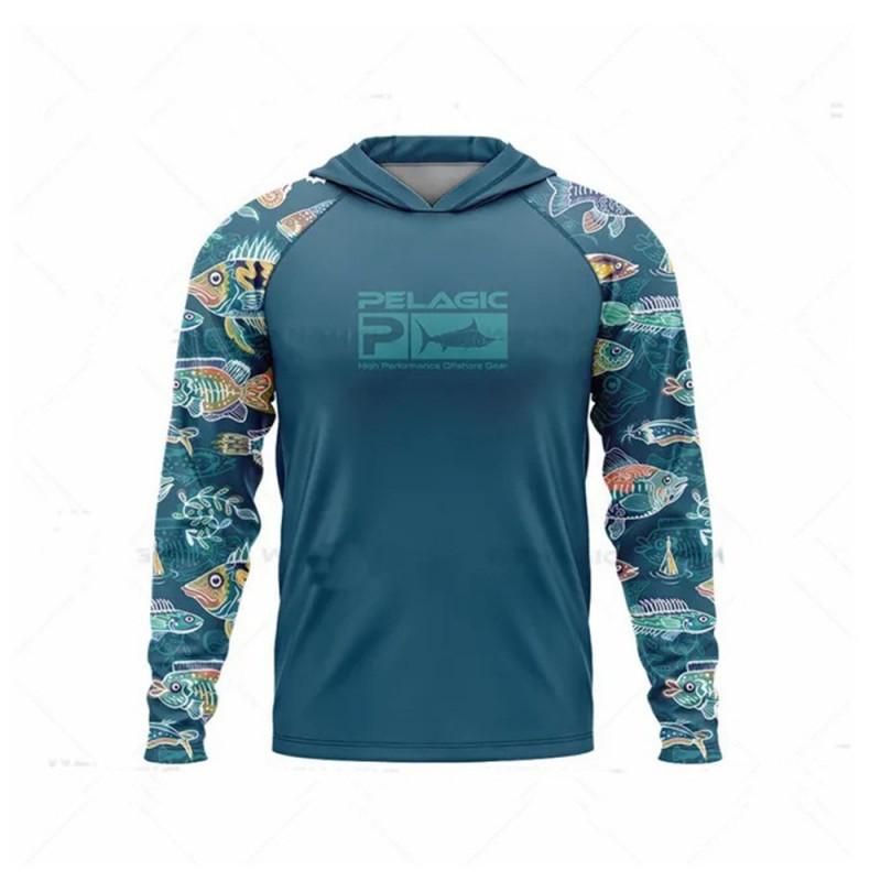 Abbigliamento da Pesca Oceanica Protezione Solare Manica Lunga Protezione UV con Cappuccio UPF50+