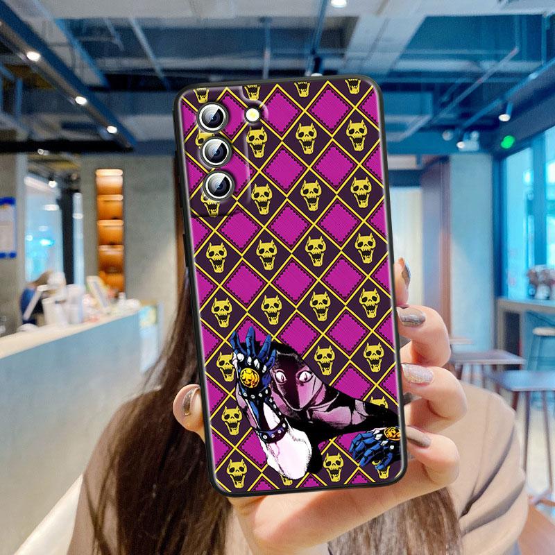 Cartoon Anime JoJo Jotaro Kujo Phone Case For Samsung S23 S22 S21 S20 S10 S8 Note 20 A9 A73 A71 A53 A33 Ultra Plus FE Black