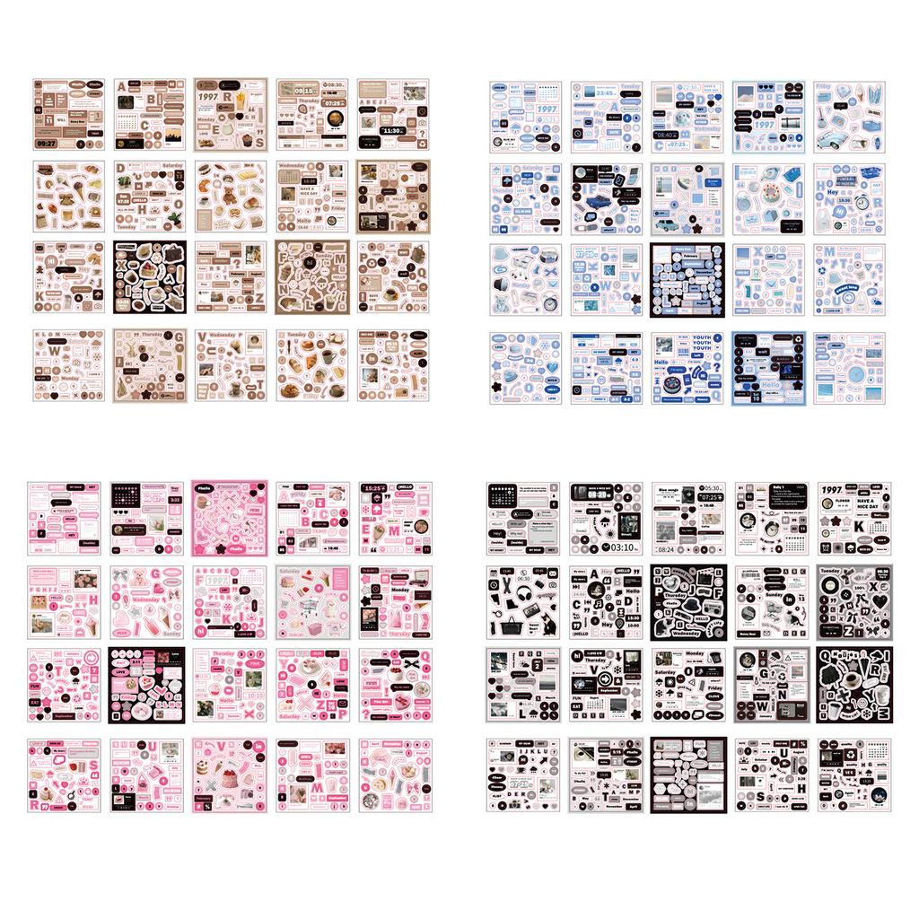 20 listů Scrapbooking Samolepky Estetické Dekorativní Samolepky Samolepky na Pozadí pro Zápisník Album Plánovač Dekorace