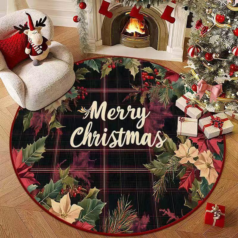 Weihnachtsmann runder Teppich, geeignet für Wohnzimmer, Schlafzimmer, Eingangshalle, Heimdekoration, perfekte Weihnachtsdekoration, Schlafzimmerteppich, Dekoteppich