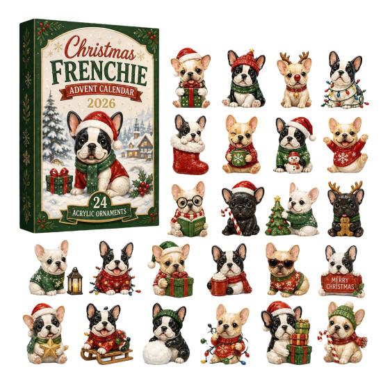 Acrylic Collectible Toys 2026 Dog Christmas Advent Calendar, 24-Day Ornament Set with Mini Puppy New Year Celebration Gift Figures, 2D