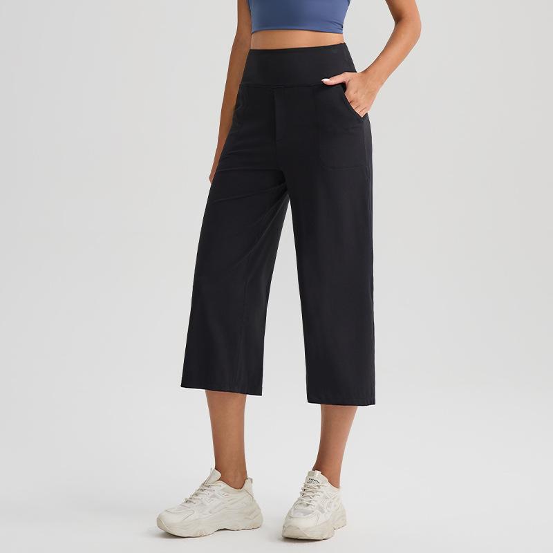 Women s Cross-Border Yoga Capri Pants: Bare-Feel Comfort, Loose Wide-Leg, High-Waisted Slimming Casual Sports Capris Size 6