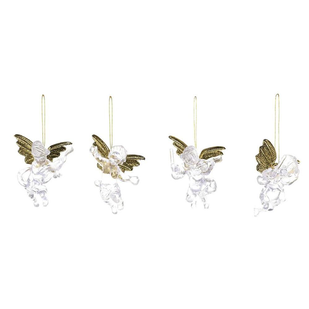 

4Pcs/set Angel Gold Wing Angel Pendant Transparent Christmas Tree Pendants Scene Arrangement 4Pcs/set