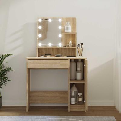 Vidaxl Dressing Table With LED Lighting, Sonoma Oak, 86.5X35X136 Cm