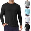 Men's Long Sleeve Athletic T Shirt Lightweight Quick Dry Crew Neck Casual Sports Tee for Outdoor Gym Running Training