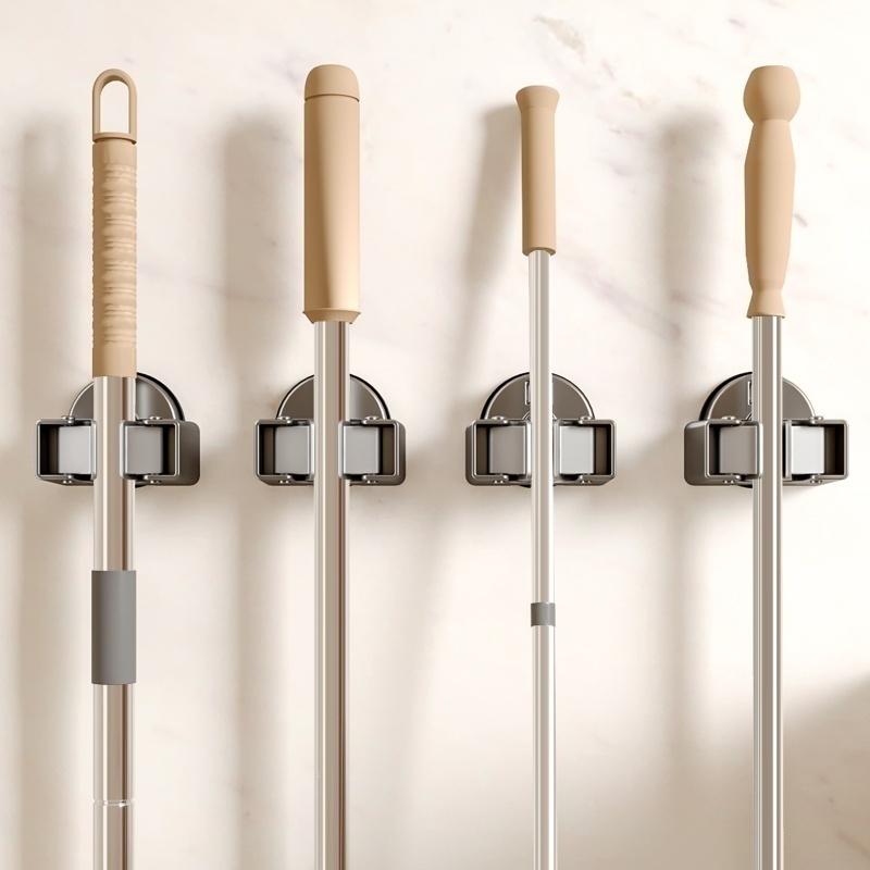 No Need To Drill Suction Cup Mop Rack, Mop Wall-mounted Clip, Broom Hook, Bathroom Door Behind Storage Rack, Kitchen Hook Clip