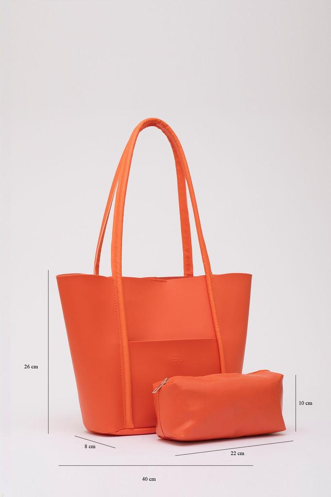 Women's Stylish and Useful Shoulder Bag Blue Shk80 Faux Leather Large Size Arm and Shoulder Bag with Front Pocket and Snap Makeup Bag L:26E:40W:8C