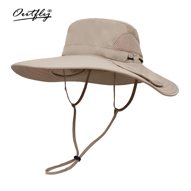 Outdoor Fishing Caps Men and Women Camping Sun Protection Face Protection Anti-breathable Bucket Hat Can Hang Earphones Big Eaves Sun Hat Summer