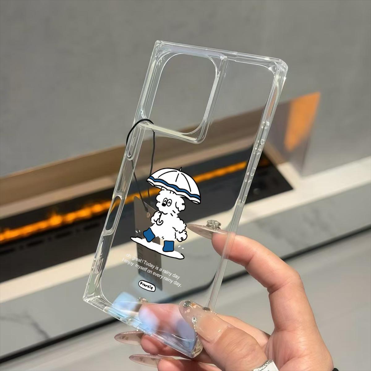 

Clear Square Back Tube Case Protection For iPhone 12 16 ProMax 11 15 Plus 13 14 Pro Max Anti-Oxygen,Animal with Umbrella Pattern Casing iphone 11 ProMax