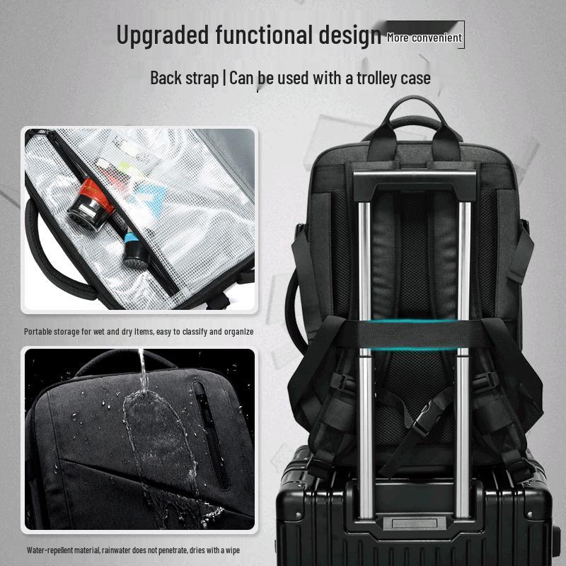 Men's Expandable Oxford Cloth Laptop Backpack - Large Capacity & Multifunctional for Business Travel