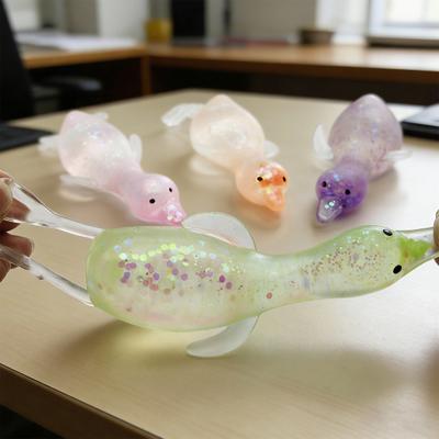 Clear Glitter Duck Squeeze Toy Mini Lying Duck Anxiety Relief Sensory Toy Slow Rising Stress Ball Animal Shape Toy