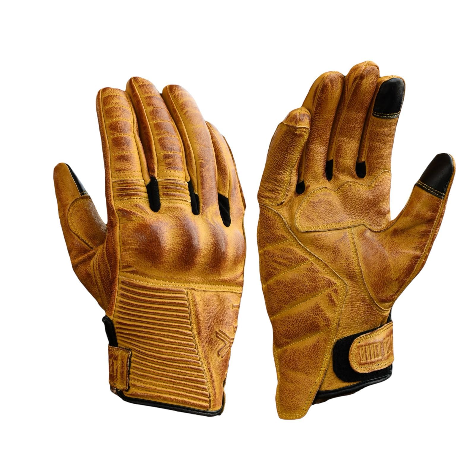 

YOSHI Motorcycle Genuine Goat Smartphone and Touchscreen Protective Knuckle Impact Abrasion Durable Size Gloves, Leather, Flexible, Compatible,