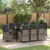 Garden Dining Set with Cushions 9 pcs Grey Poly Rattan