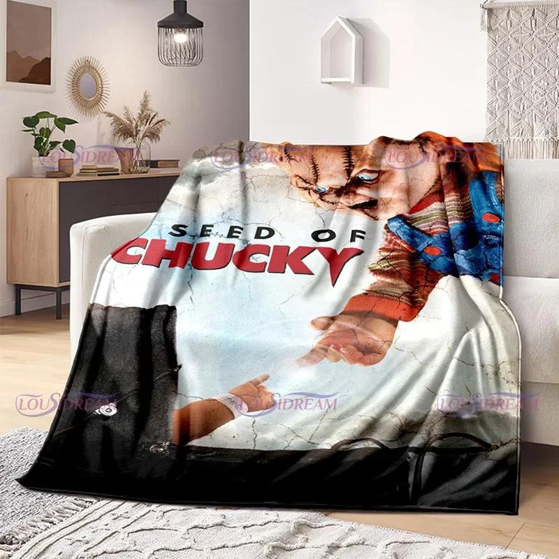 Watching Horror Stimulate Movie Blanket Child Play Character Chucky Blanket Home Couch Warm Bedspreads Soft Flannel Blanket