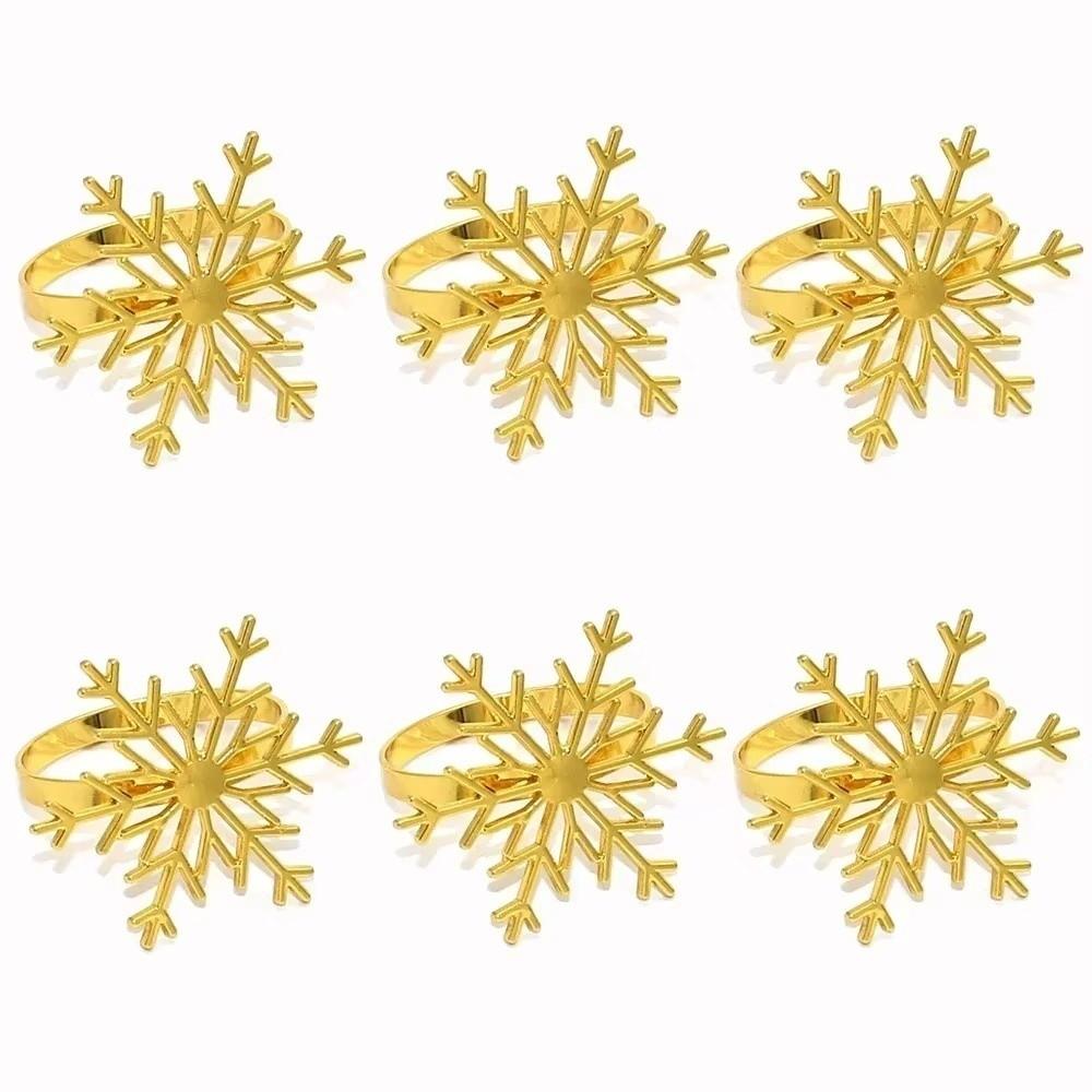 1/6/12pcs Silver/Gold Snowflake Napkin Ring Buckles Metal Christmas Holiday Napkin Holder New Year Gift Dinnig Table Decoration