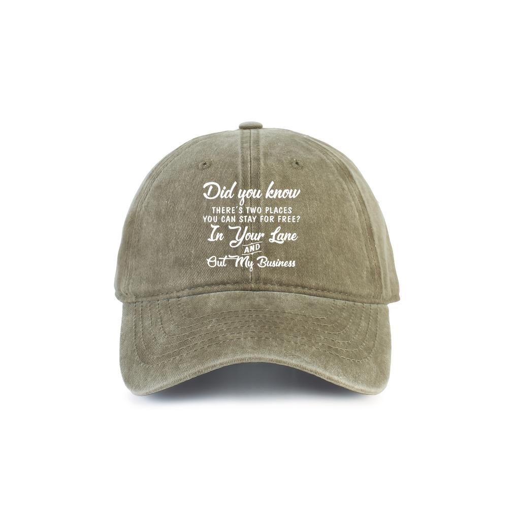 Stay In Your Lane Out My Business Slogan Baseball Cap Distressed Denim Adjustable Casual Sun Hat