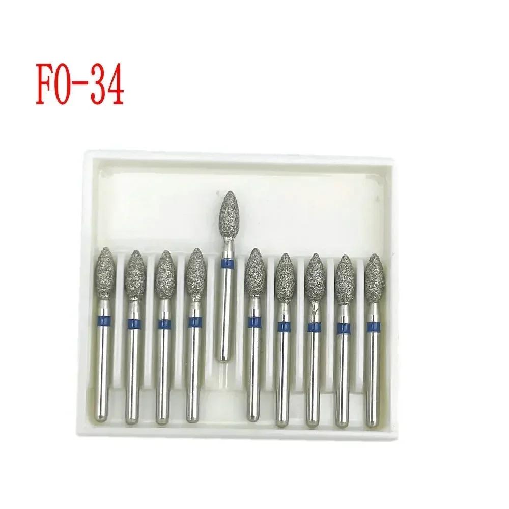 10pcs/box Dental Diamond Burs Drill FG Diamond 1.6mm Shank for High Speed Handpiece Burs