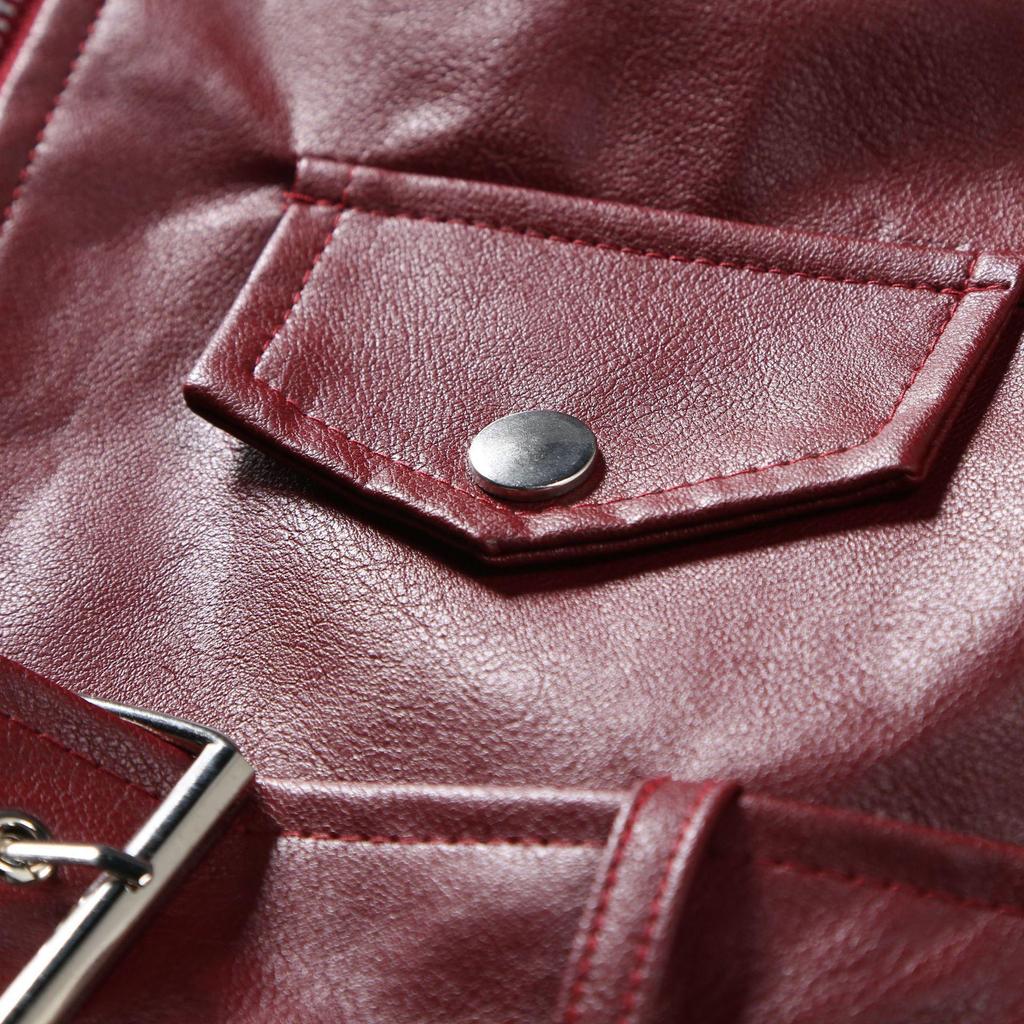 Erkek İnce Kesim Asimetrik Fermuarlı Deri Ceket - İngiliz Moda Motosiklet Stili