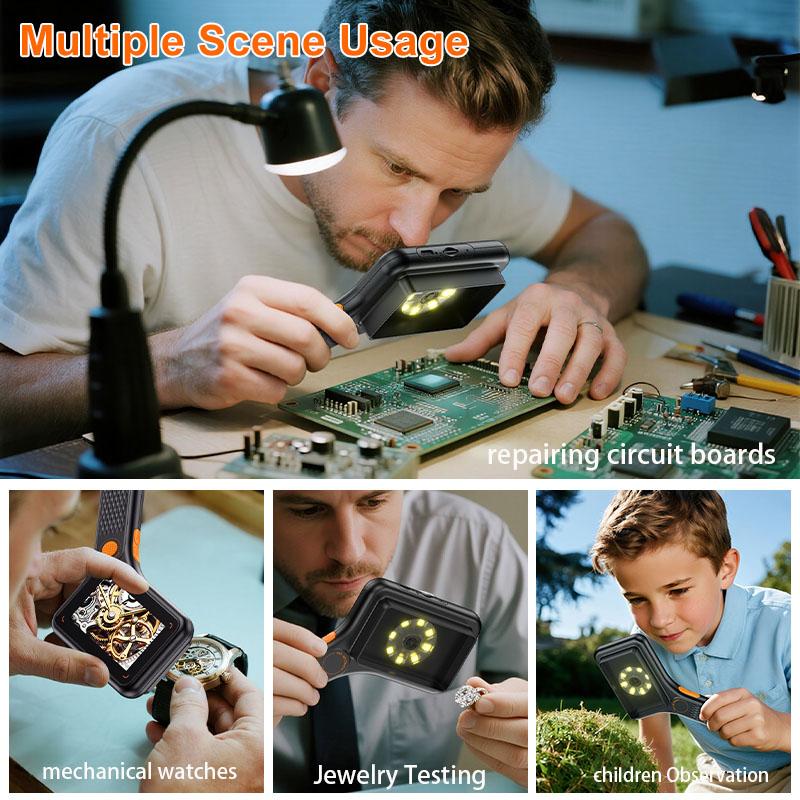 Handheld USB Digital Microscope 3.0 Inch Big Screen Autofocus Digital Magnifying Glass 500x 2MP for Electronics Repair PCB Watch