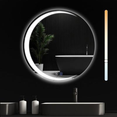 Bathroom Mirror - NETTLIFE - Round Wall Mirror 70 Cm - Integrated LED - Touch Dimmable - IP44
