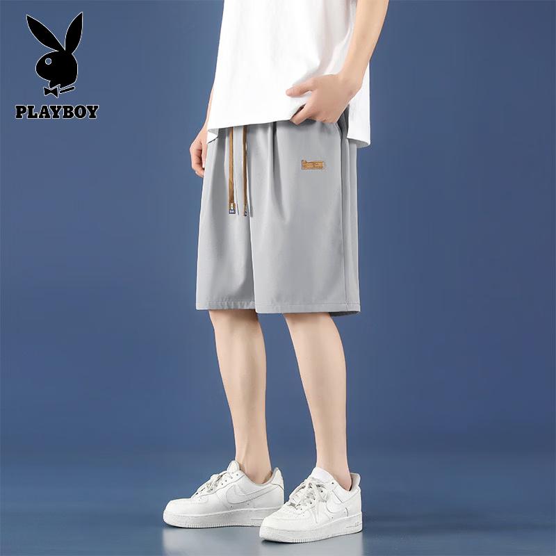 PLAYBOY Men s Ice Silk Quick-Dry Loose Fit Shorts L