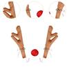 Generic Car Reindeer Antler Kit with Red Nose Decorative Vehicle Decor Easy to Install Christmas Decorations Auto Accessories