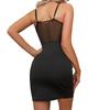 New British Style Mesh Spliced Fishbone Underwire Slimming Spaghetti Strap Dress