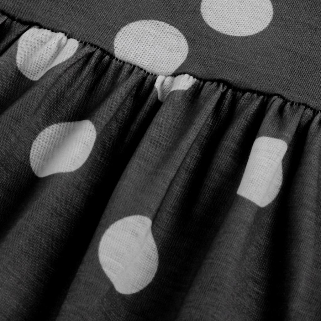 Moda Donna Primavera Estate Scollo a V Vita Orlo Ampio Abito Stampa a Pois
