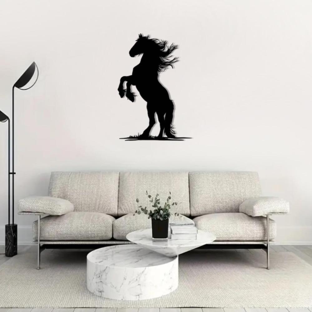 Custom Metal Horse Silhouette Wall Art Rearing Equestrian Sculpture Outdoor Decor