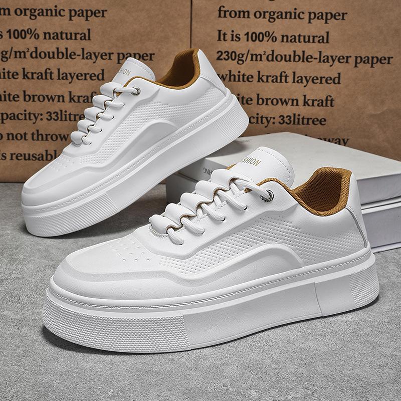 Spring Men's Shoes New Breathable White Shoes Men's Trendy Versatile Thick-soled Sneakers Casual Board Shoes Trendy Shoes