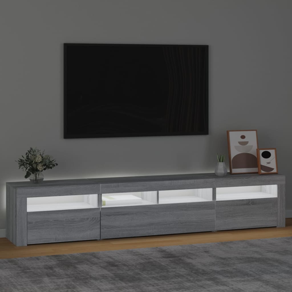 Vidaxl TV Cabinet with LED Lighting, Sonoma Oak Grey, 210X35X40 Cm
