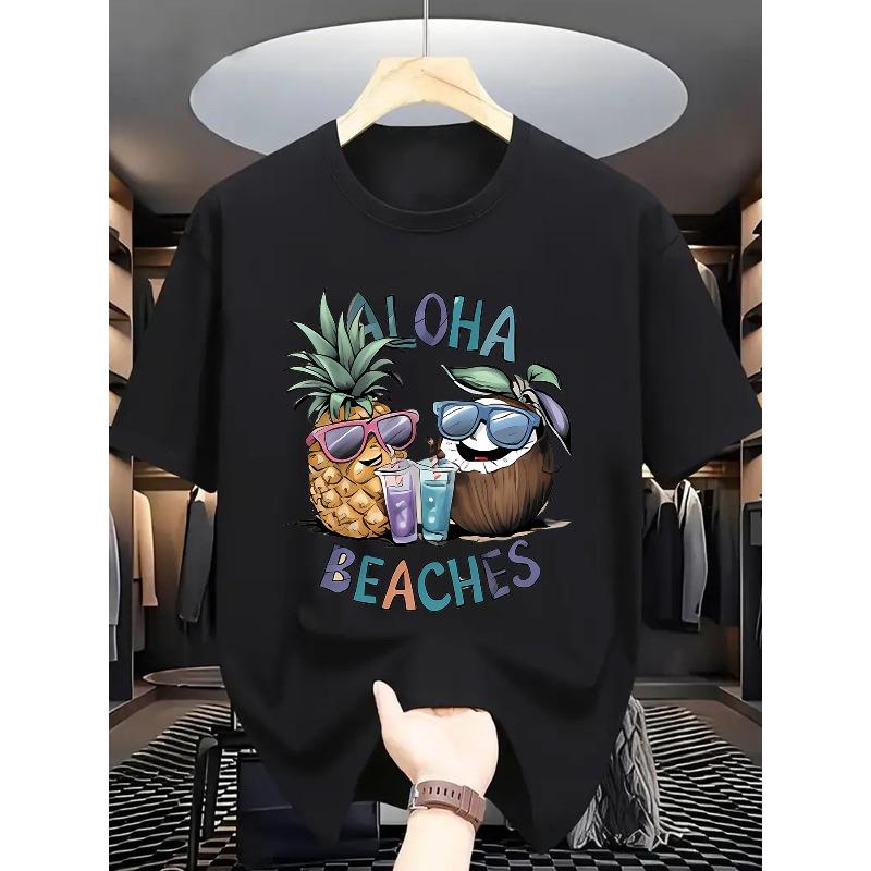 

European sizes Men Summer Short Sleeve T-Shirt with Letter Print - Casual Round Neck Breathable Top, Regular Fit for Hot Weather 4XL чорний