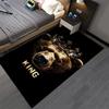 Bear with Crown Printed Carpet - Black Background with "King" Text Suitable for use as an anti-slip for living room bedroom sofas