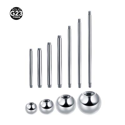 G23 Titanium Alloy Body Piercing Jewelry: External Thread Straight Lip, Tongue, Eyebrow, Ear Studs.