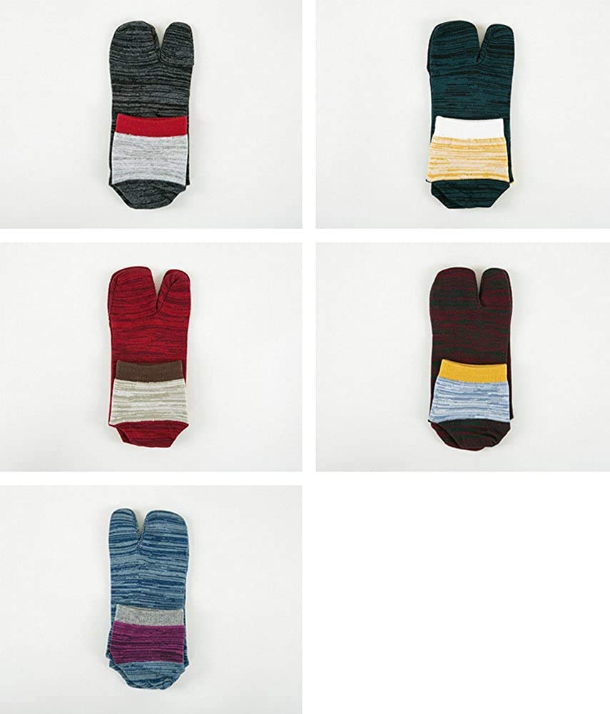 InSomila Multicolor Men's Two-Toe Socks, 5-Pair Set, Breathable, Deodorizing, Stay-Stick, Unisex, Cotton, Sweat-Wicking, Quick-Drying, (Multicolor)