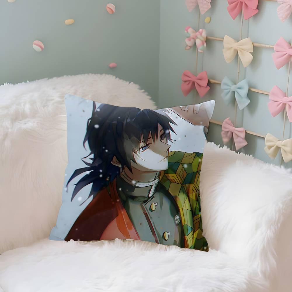 TTomiokas Giyuus Case Plush Fabric Soft Pillowcase Double Sided Print Cushion Cover Household Gifts