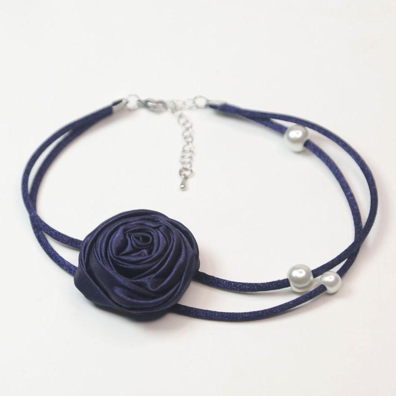 

Изысканное ожерелье Цветочное ожерелье-чокер на ключицу Аксессуары для шеи Шарм Колье Новый Популярный Three dark blue roses
