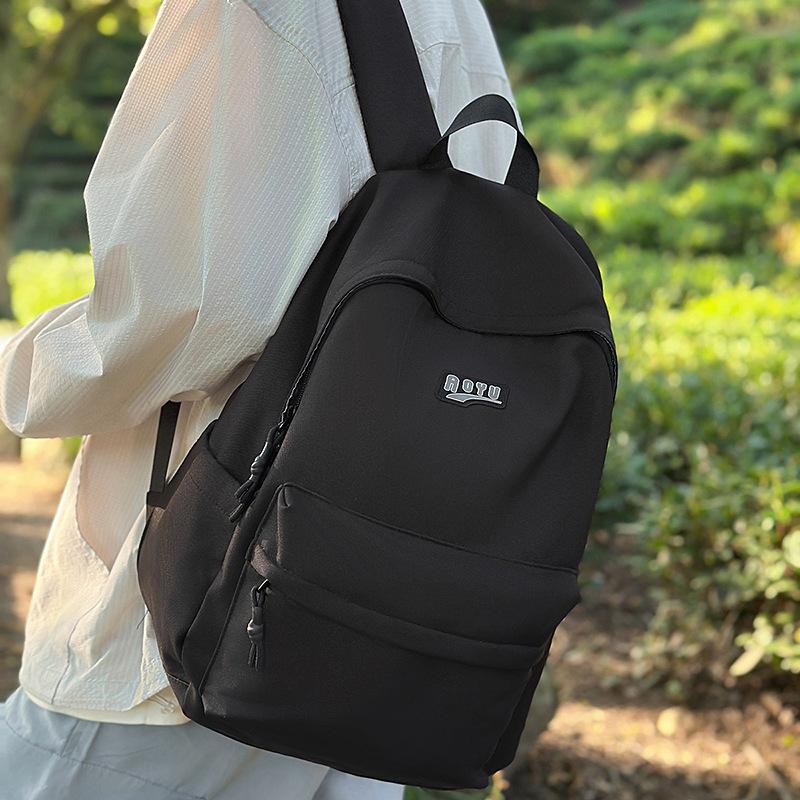 

Student schoolbag Junior high school student backpack Elementary school student school large capacity high value solid color schoolbag new чорний