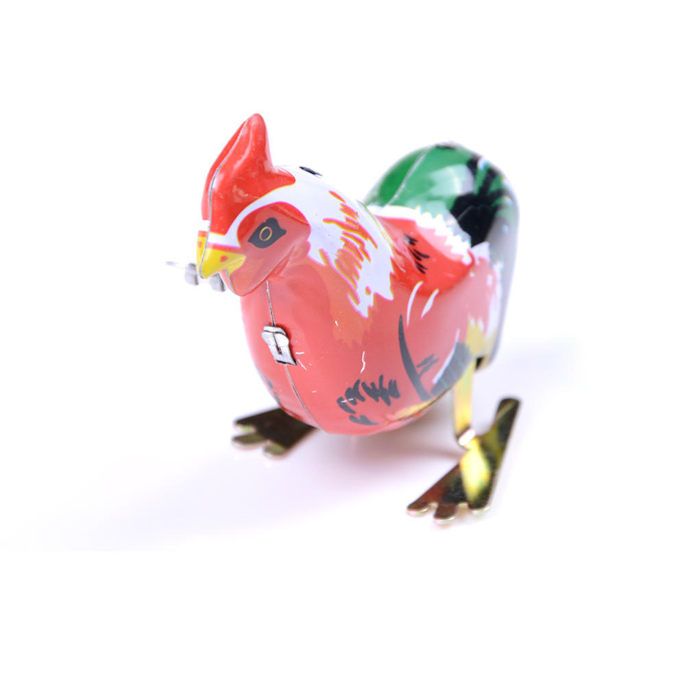 Vintage Wind Up Metal Cock Rooster Animal Clockwork Tin Toy Collectible Gift