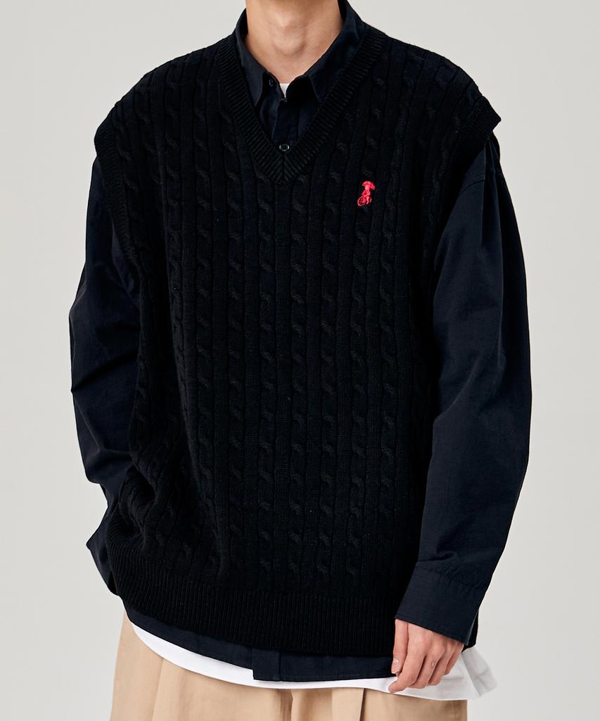 Takeasy Cable Smolaku Knit Vest (Black)