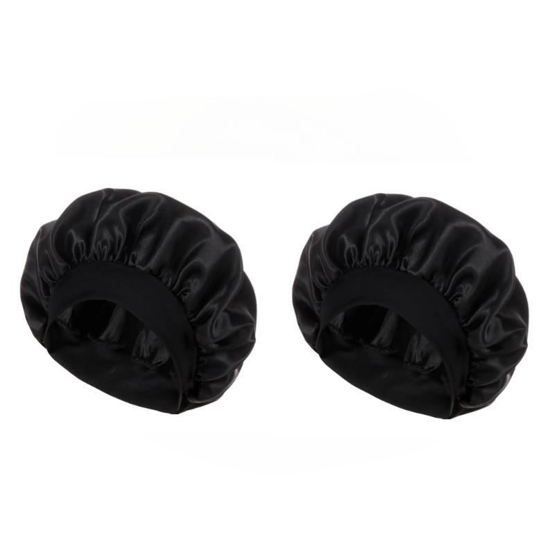 Satin Bonnets Night Sleeping Cap Large Elastic Wide Soft Band Colorful Silk Hat for Curly Hair Care Beauty Makeup for Women Men