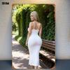 Metal Wall Art Poster, Female Silhouette White Dress, Living Room Home Decor