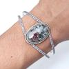 Eudialyte Jasper Gemstone Handmade Silver Jewelry Cuff Bracelets 7''Adjustable