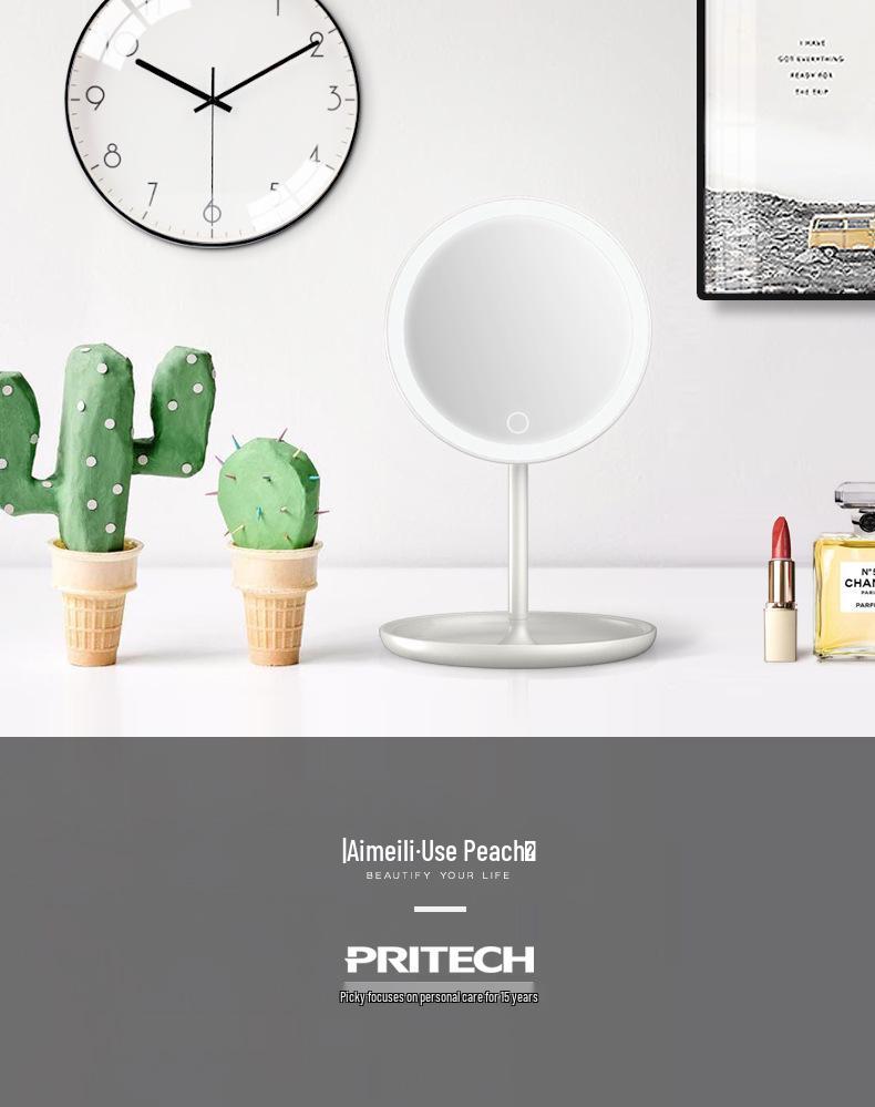 Smart LED Makeup Mirror with Touch Control, Rotatable Design, and Adjustable Brightness