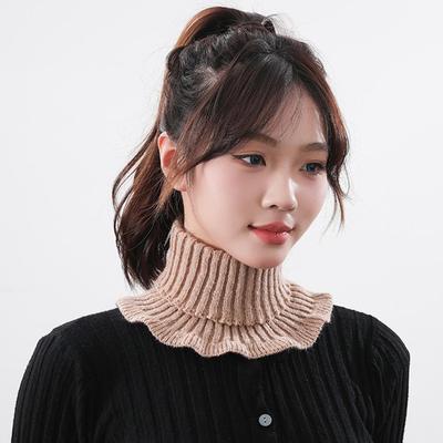 Women Neck Scarf Solid Color Sheer Trim Fake Collar Knitted Warmth Style Neck Warmer Versatile Clothes Accessory