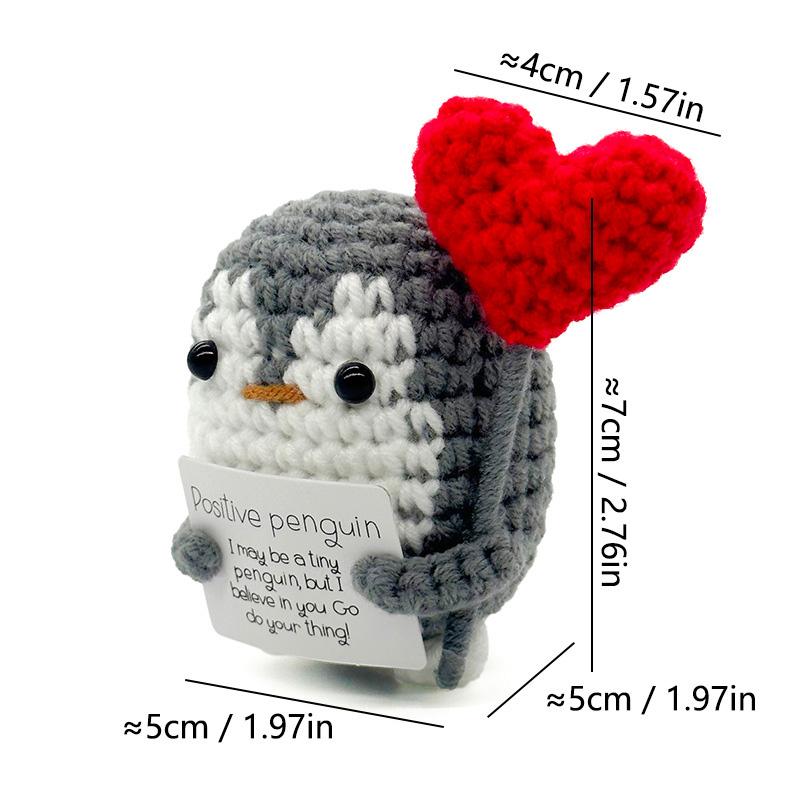 

Knitted Positive Penguin Doll Handmade Emotional Support Positive Crochet Heart Penguin Gifts for Christmas New Year Birthday