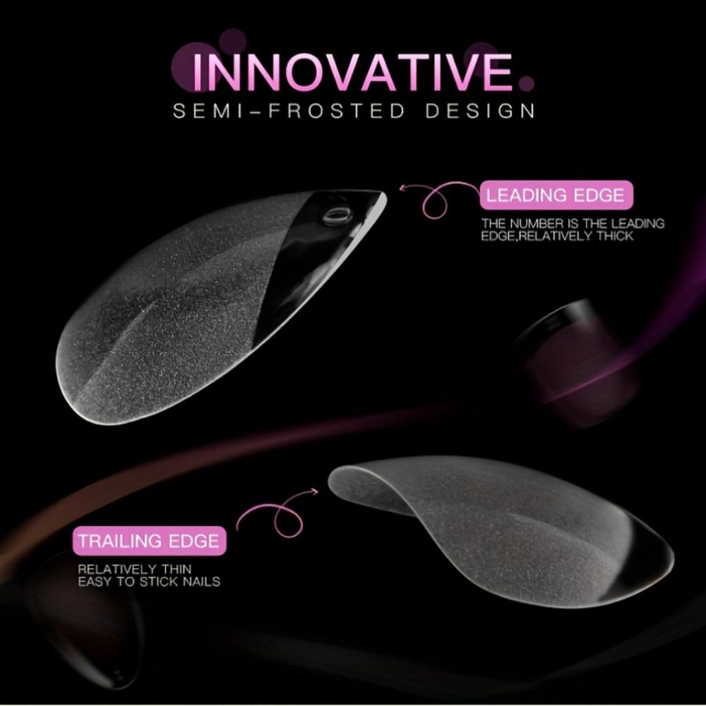 240-teiliges Naked Almond Pin Kit – Extra kurzes, halbmattes Finish mit glänzenden ovalen und Stiletto-Spitzen in transparenter Aufbewahrungsbox – Perfekt für DIY-Nagelkunst