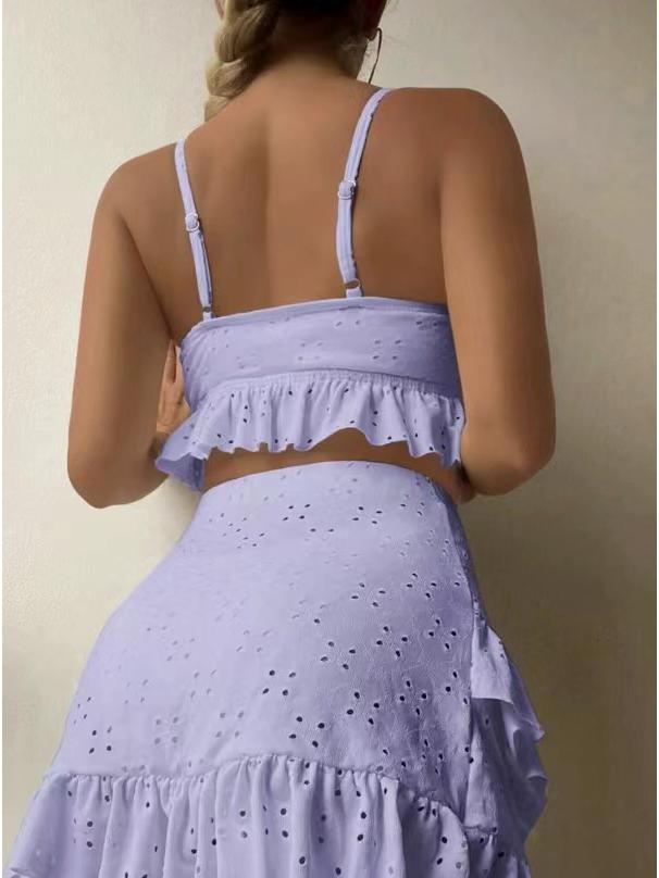 2024 Women's Three-Piece Beach Bikini & Dress - Conservative European & American Style