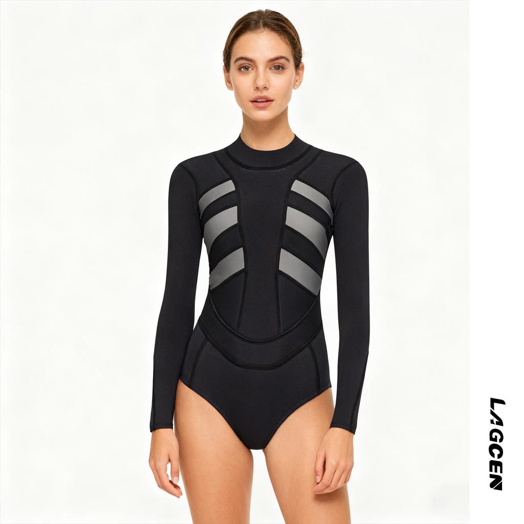 3MM Neopren Neoprenanzug Damen Einteiler Langarm Bikini Schlanker Badeanzug Damen Surfanzug